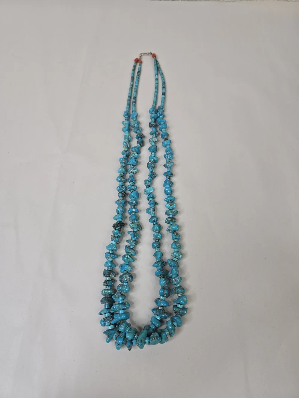 Native American Southwestern Turquoise Double Strand Necklace Nuggets-Heshi Bead